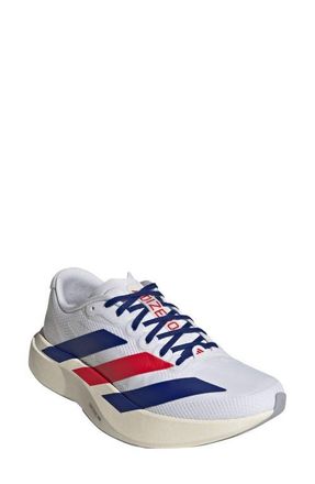 adidas Adizero Evo SL Running Shoe in White/Mystery Ink/Ruby at Nordstrom, Size 10.5