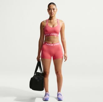 Nike Womens Nike Pro Mid-Rise 3 Biker Shorts in Pink | IQ1037-897