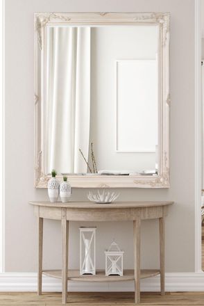 MirrorOutlet Buxton Ivory Large Leaner Mirror 140 x 109 CM in Beige | Size: 1 Pack