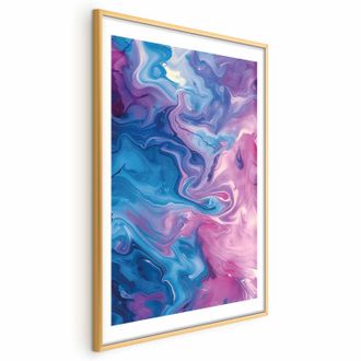 OEM P&oacute;ster - Flujos Nocturnos - Olas Abstractas En Tonos Azules Y Morados