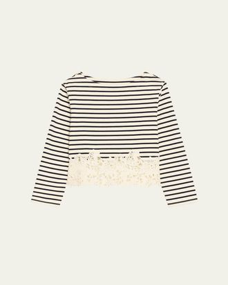 Veronica Beard Hovey Striped Lace Top