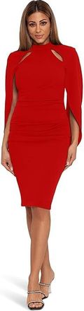 Betsy & Adam Short Scuba Drape Dress with Cutouts Womens Dress Red : 14, Polyester/Spandex
