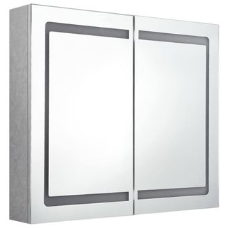 Berkfield Home LED Bathroom Mirror Cabinet Concrete Grey 80x12x68 cm | Size: 80 x 12 x 68 cm