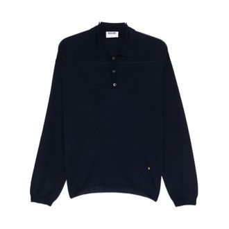 Moschino Polo Shirts, male, Blue, Size: 2XL Knitted Polo Shirt