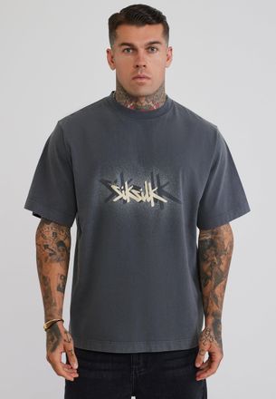 Siksilk Mens Grey Graphic T-Shirt XXL