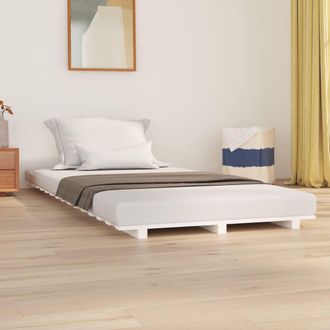 vidaXL Estructura De Cama Madera Maciza De Pino Blanco 100x200 Cm Vidaxl