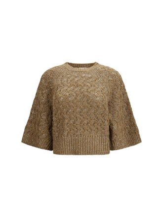 Brunello Cucinelli Beige Knitted Crew Neck Sweater