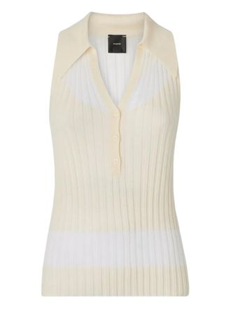 Pinko ribbed polo top - Neutrals