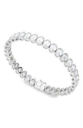 HauteCarat Oval Cut Lab Created Diamond Tennis Bracelet in 18K White Gold at Nordstrom, Size 6.5