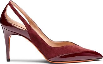 Santoni Pumps met hoge hak van lakleer en su&egrave;de - Dames - Pumps - Rood - 36 1/2 EU - Leer - Schoenen