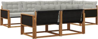 vidaXL Conjunto De Sof&aacute;s De Exterior 7 Uds. Natural Y Gris Claro Vidaxl