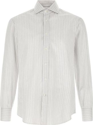 Brunello Cucinelli Overhemden, Heren, Veelkleurig, S, Katoen, Gestreepte Knoopsluiting Shirt