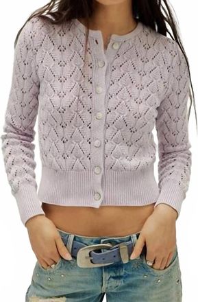 Free People Pretty In Pointelle Cardigan In Orchid Hush