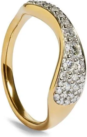 Monica Vinader Riva Pav&eacute; Lab Grown Diamond Ring in 18K Gold Vermeil/lab Diamond at Nordstrom, Size 7.5
