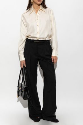 Dolce & Gabbana Wool Trousers With Pleats, Womens, Black