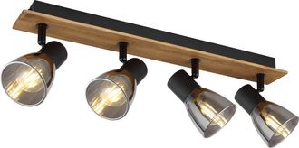Globo Lighting Foco - Claude - Marr&oacute;n - Madera Vidrio Ahumado - L&aacute;mpara - Globo