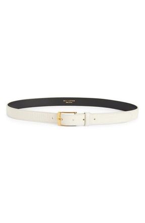 Nili Lotan Dana Leather Belt in Ivory W/Gold Buckle at Nordstrom, Size 95