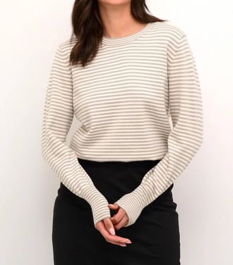 Kaffe Kanala Round Neck Tight Knit Pullover In Chalk Grey