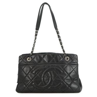 Chanel Black Grained Calfskin Handbag Shoulder Bag Tote Bag (Pre-Owned)