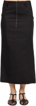 Tela Zwarte Jersey Crepe Pencil Rok - Dames - Midirokken - Zwart - L - Rokken