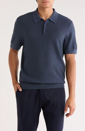 Nordstrom Textured Merino Wool Polo in Blue Shadow at Nordstrom Rack, Size Xx-Large