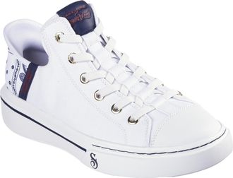 Skechers Mens Snoop Dogg:Snoop One-Og Canvas Hands Free Slip-ins Sneaker, White/Navy/Red, 9.5