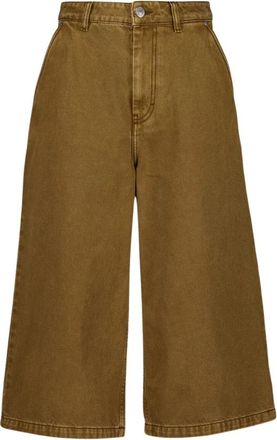 Ami Hazelnootkleurige Katoenen Wijde Bermuda Shorts - Dames - Cropped Jeans - Bruin - W25 - Katoen - Jeans
