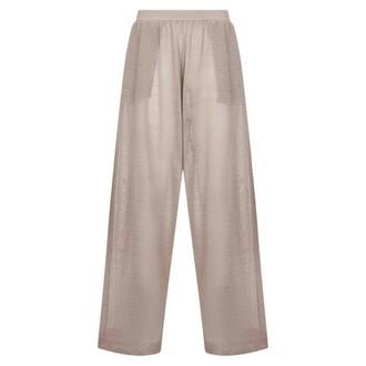 Alaia Broeken, Dames, Beige, M, Linnen, Wide Broeken