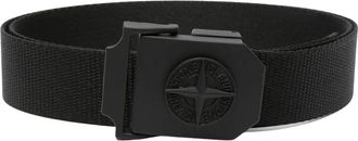 Stone Island Accessoires, Heren, Zwart, 105 CM, Nylon, Nylon Tape Riem met Kompas Logo Gesp