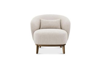Castlery Avery Armchair Customized, (Performance Linen Weave) Light Grey, Spill-Resistant, Compact for Castlery
