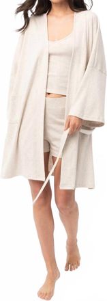 Under The Canopy Organic Cotton Short Lounge Robe In Oatmeal