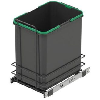 Emuca Contenedor De Reciclaje Para Fijaci&oacute;n Inferior Y Extracci&oacute;n Manual En Mueble De Cocina Recycle 1x35litros, Pl&aacute;stico Gris Antracita - Emuca