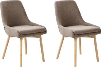 Beliani Set of 2 Dining Chairs MELFORT Fabric Brown