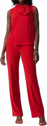 Joseph Ribkoff Bow Collar Sleeveless Lightweight Top In Radiant Red