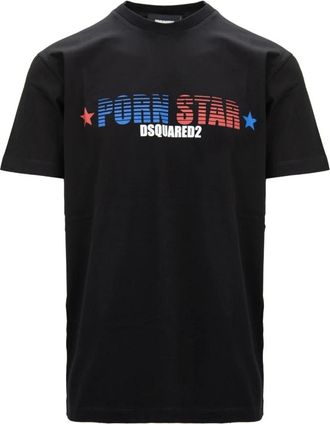 Dsquared2 Heren Slip-On T-Shirt met Print - Heren - T-shirts - Zwart - S - Katoen - Tops