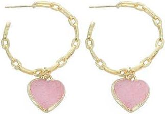 Panacea Heart Drop Hoop Earrings in Pink at Nordstrom Rack