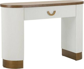 Dmora Dmora - Consola Cadre, Mesa Multiusos, Gabinete De Soporte, Escritorio De Pasillo, 121x40 H78 Cm, Blanco Y Marr&oacute;n