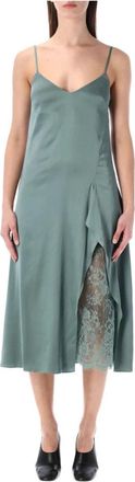 Acne Studios Satin Slip Dress - Dames - Casual kleedjes - Groen - S - Katoen - Kleedjes