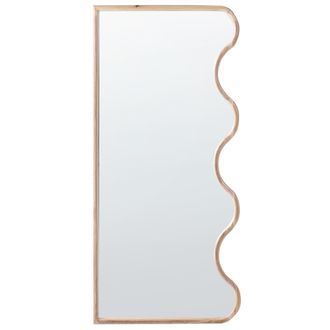 Beliani Espejo De Pared Moderno Colgante Decorativo 150 X 69 Cm Marco De Madera Forma Irregular Madera Clara Murat