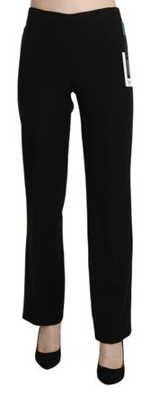 Bencivenga Womens Wool Trousers Straight Leg - Black Cotton - Size EU 40 (Womens)
