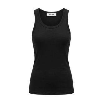 R&oacute;he Scoop-neck Rib Top - female - R&oacute;he - Sleeveless Tops - Black - M - Tops