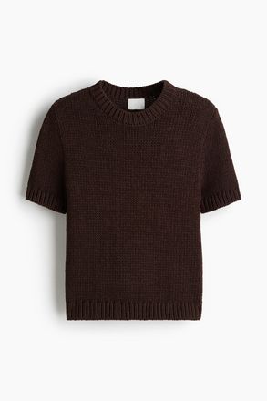 H&M Gestricktes T-Shirt - Dunkelbraun