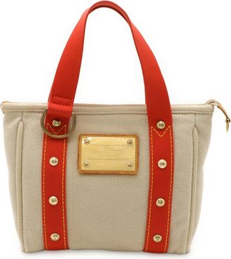 Louis Vuitton Antigua Beige Rouge Canvas Handbag Tote Bag (Pre-Owned)