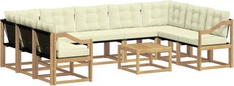 vidaXL Conjunto De Sof&aacute;s De Exterior 10 Uds. Blanco Y Crema Vidaxl