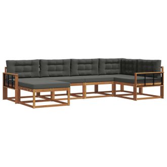 vidaXL Conjunto De Sof&aacute;s De Exterior 6 Pcs Natural Y Antracita Vidaxl