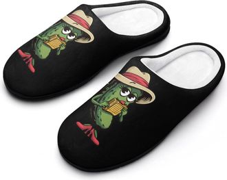 Generic Pickle Playing The Harmonica Mens Slippers Comfortable And Non-slip Cotton Slipper Shoe for House