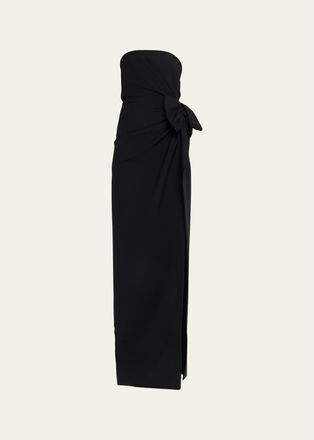 Michael Kors Strapless Wobroad Wool Origami Bow Column Gown