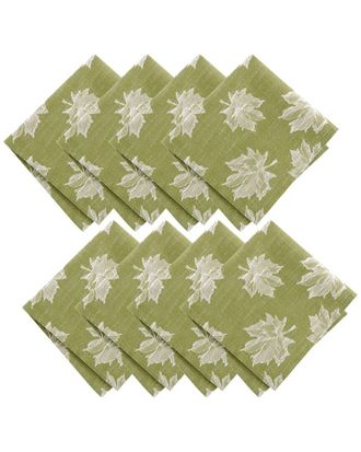 Elrene Set Of 8 Falling Leaves Jacquard Napkins