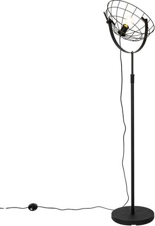 QAZQA Industrial Lámpara de pie industrial negra 35 cm regulable - Hanze Acero Redonda Adecuado para led Max. 1 x 60 Watt - Qazqa