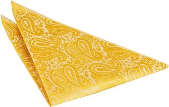 DQT Premium Woven Microfibre Paisley Patterned Gold Mens Fashion Wedding Handkerchief Pocket Square Hanky Accessory
